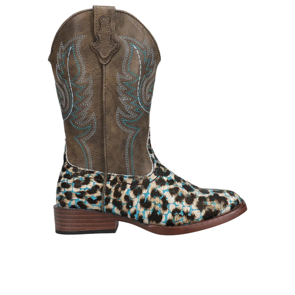 Glitter Leopard Square Toe Cowboy Boots (Little Kid-Big Kid)