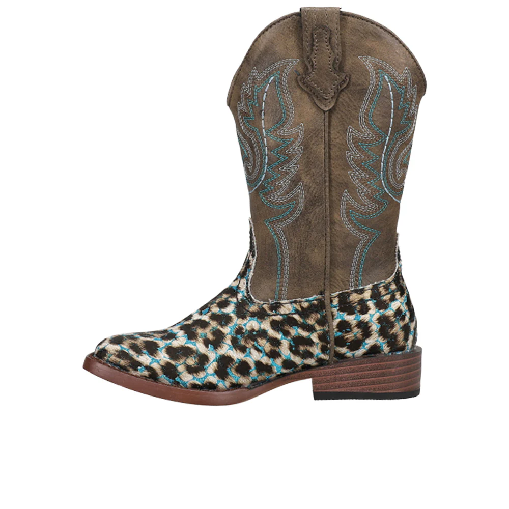 Glitter Leopard Square Toe Cowboy Boots (Little Kid-Big Kid) - Image 3