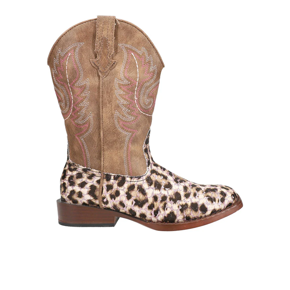 Glitter Leopard Square Toe Cowboy Boots (Little Kid-Big Kid)