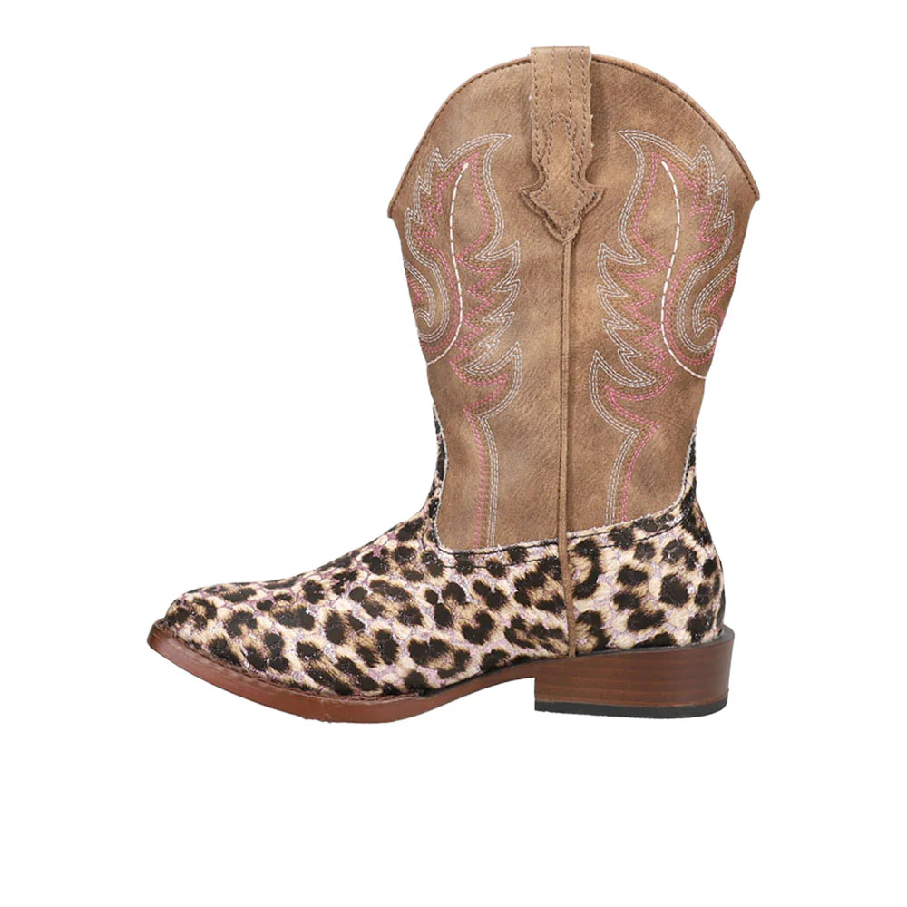 Glitter Leopard Square Toe Cowboy Boots (Little Kid-Big Kid) - Image 3