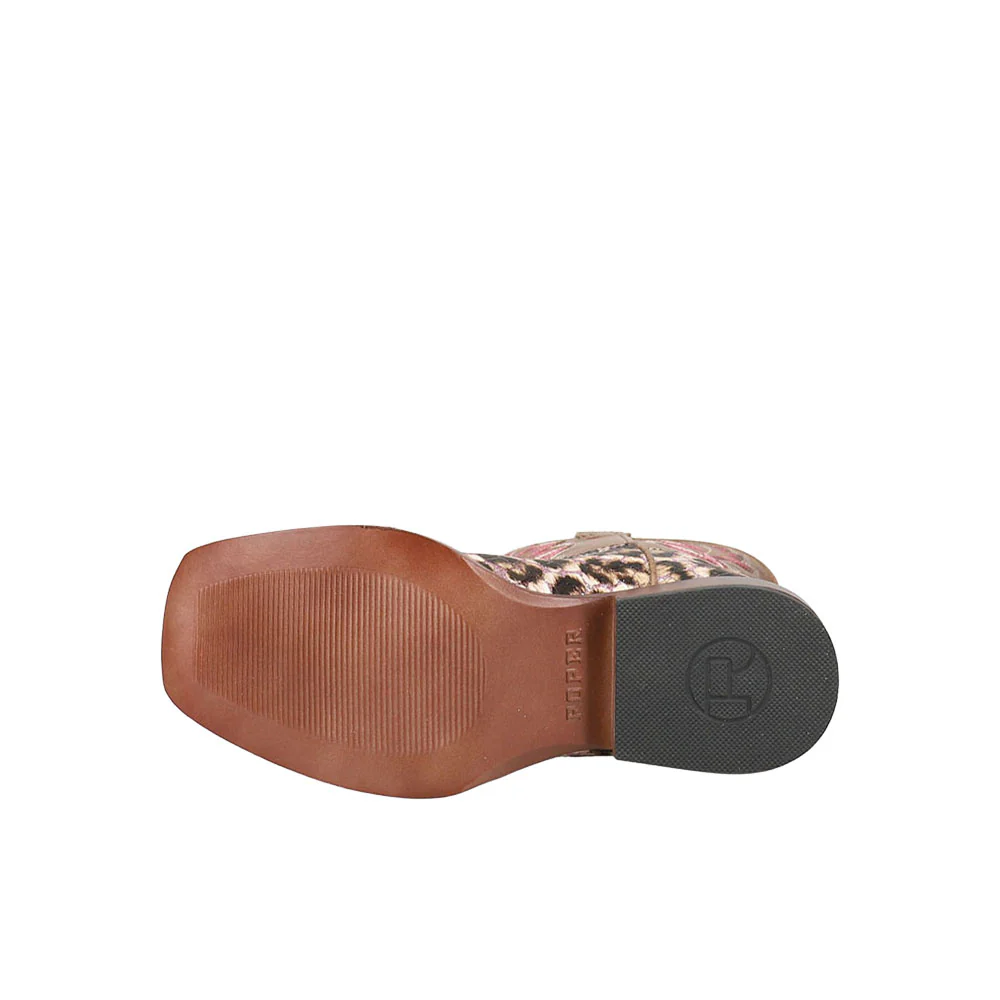 Glitter Leopard Square Toe Cowboy Boots (Little Kid-Big Kid) - Image 5