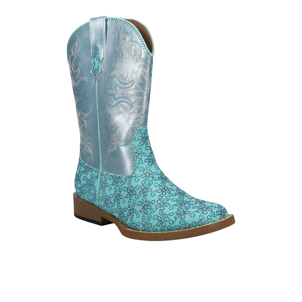 Glittery Floral Square Toe Cowboy Boots (Little Kid-Big Kid) - Image 2