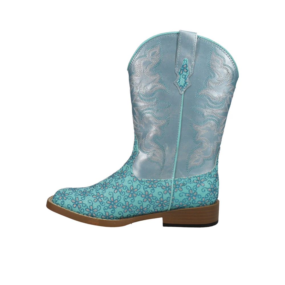 Glittery Floral Square Toe Cowboy Boots (Little Kid-Big Kid) - Image 3