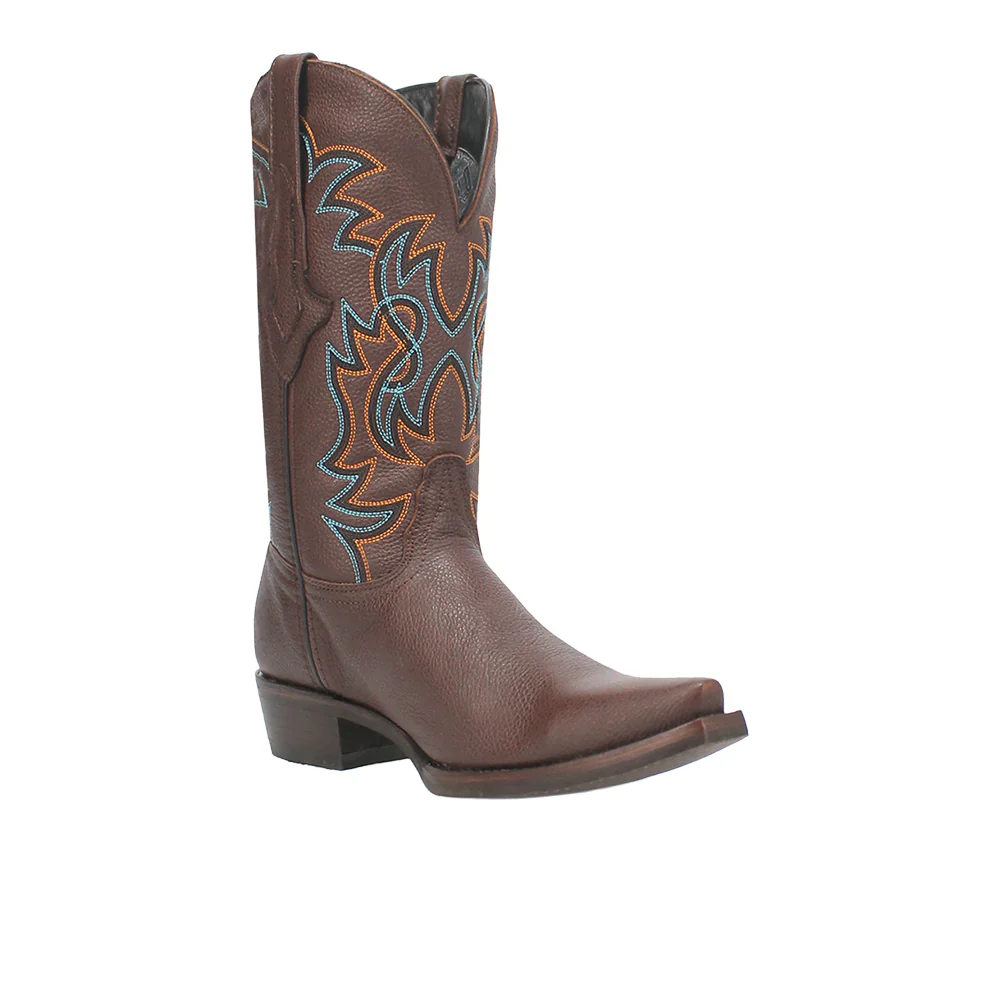 Gold Rush Leather Embroidered Snip Toe Cowboy Boots - Image 2