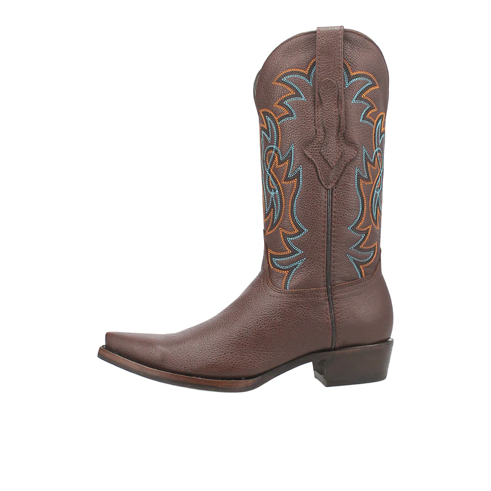 Gold Rush Leather Embroidered Snip Toe Cowboy Boots - Image 3