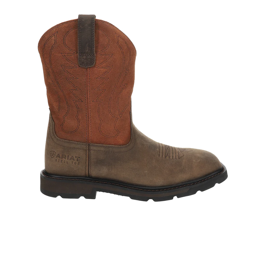 Groundbreaker 10 inch Embroidered Slip Resistant Wide Steel Toe Work Boots