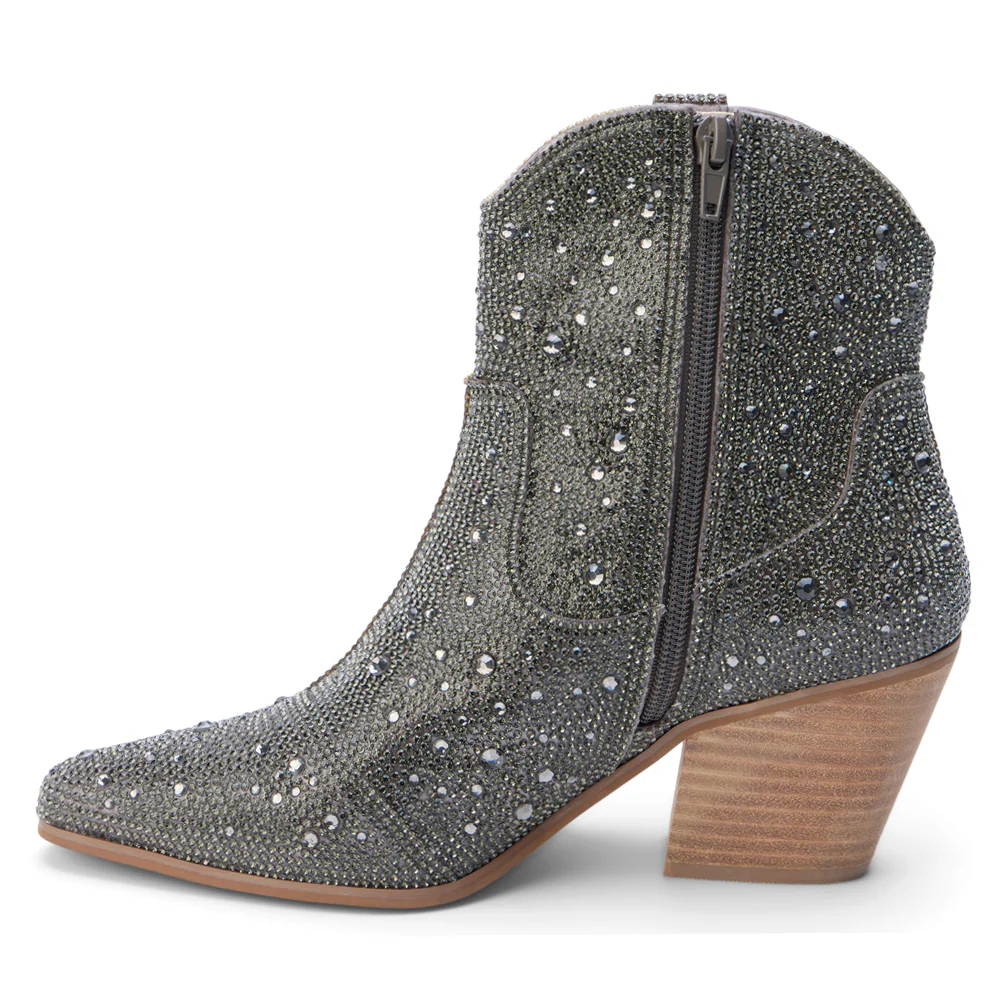 Harlow Rhinestone Pointed Toe Cowboy Booties - Image 3