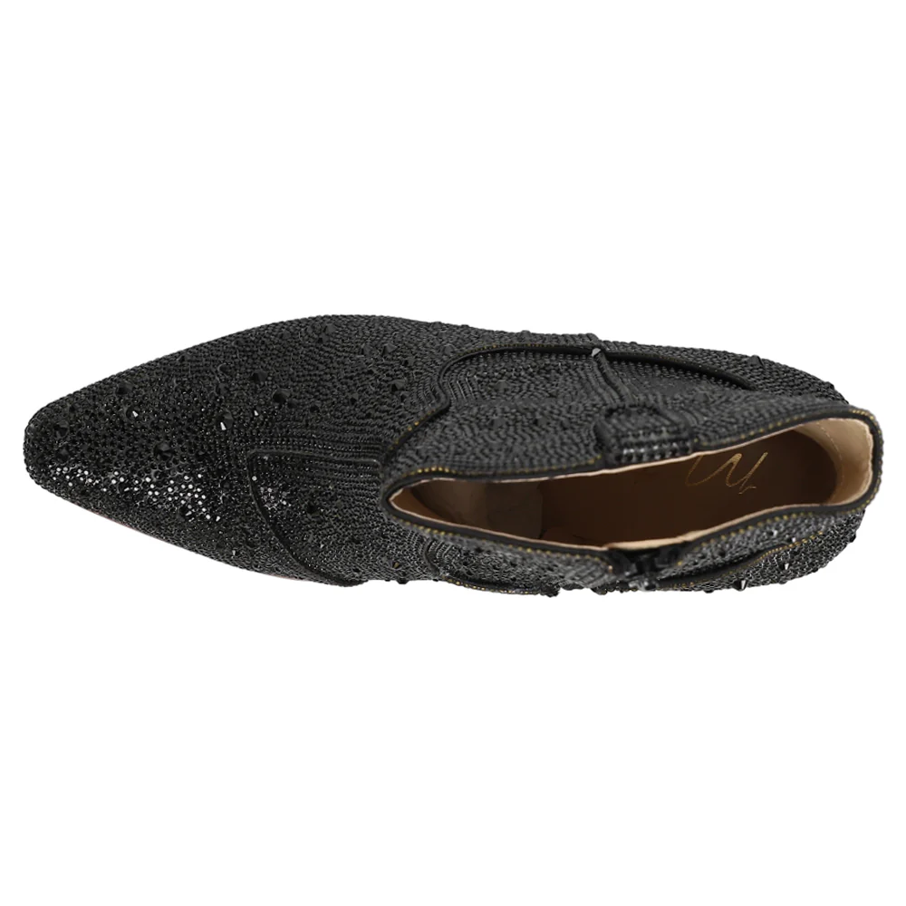 Harlow Rhinestone Pointed Toe Cowboy Booties - Image 4