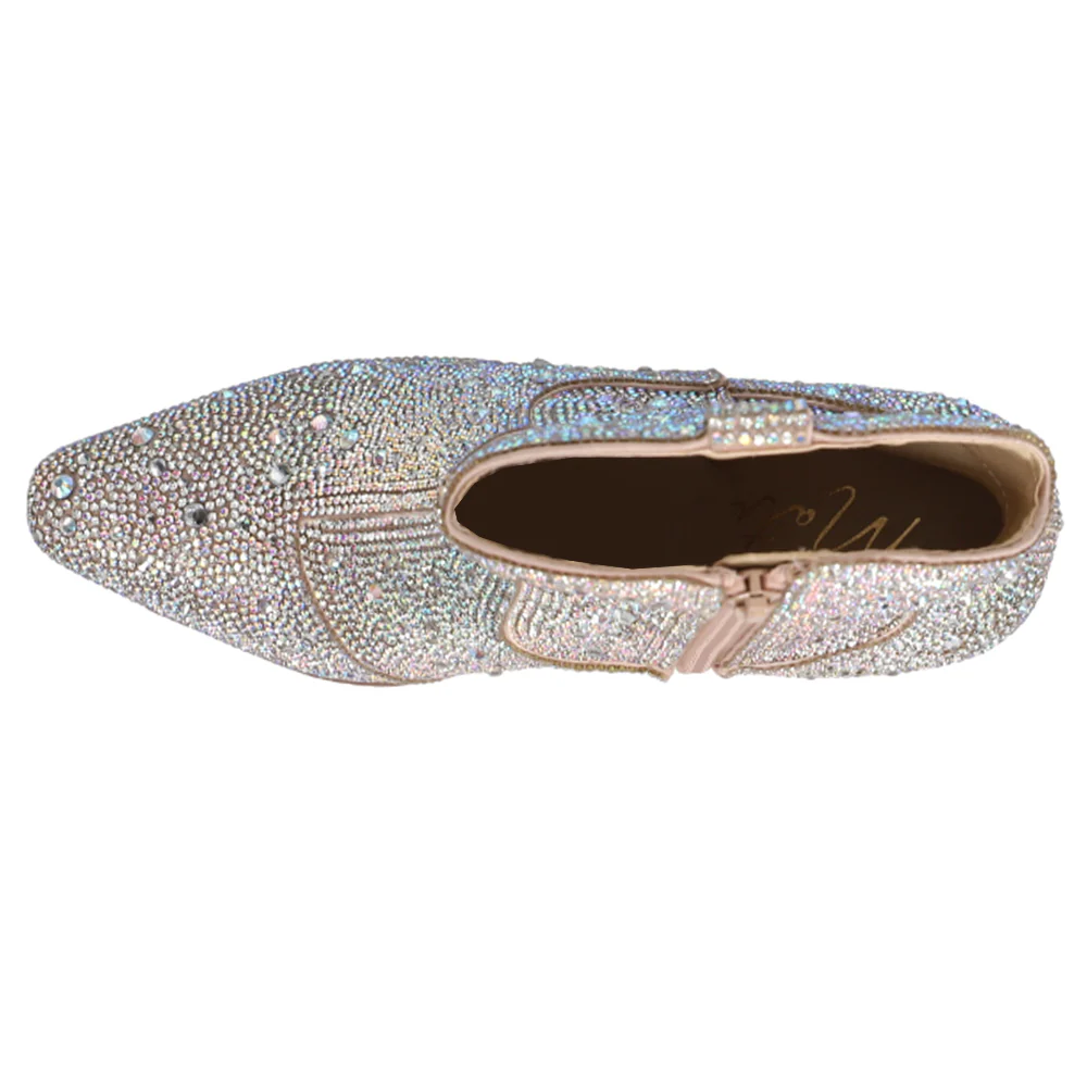 Harlow Rhinestone Pointed Toe Cowboy Booties - Image 4