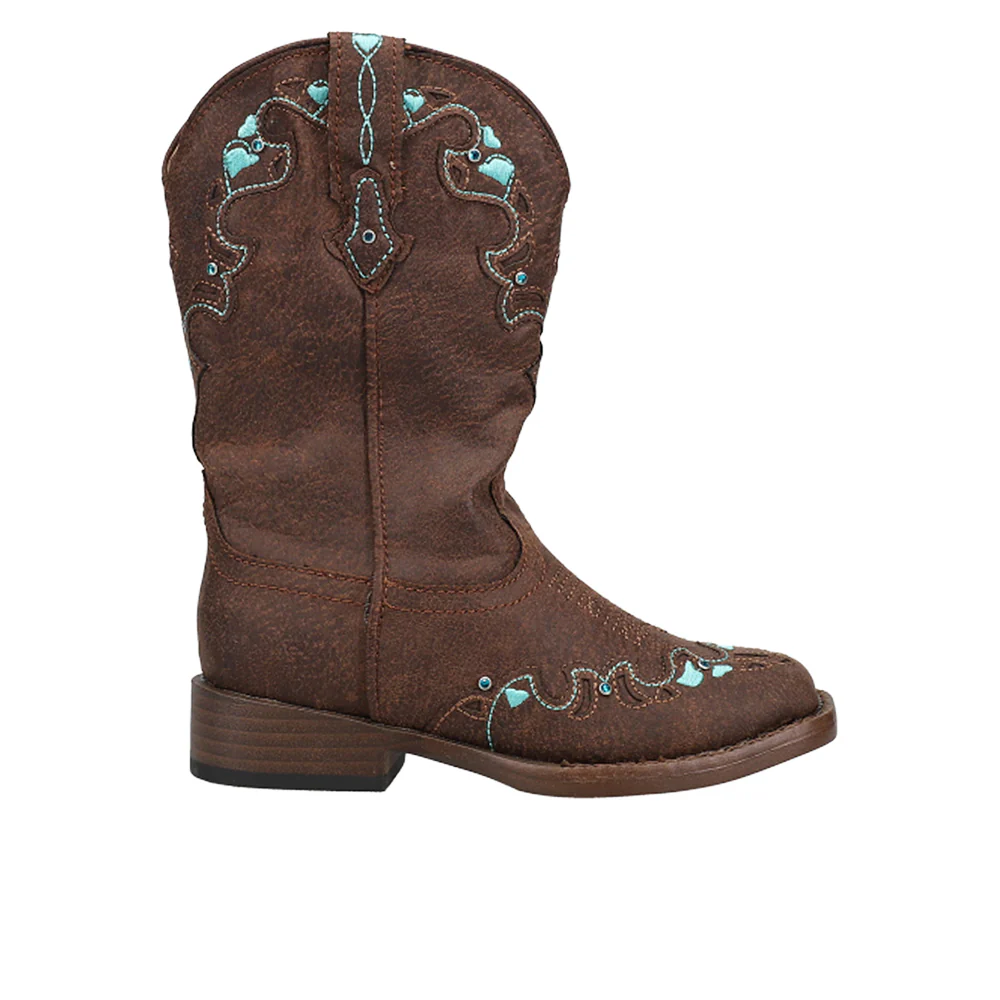 Heart Embroidery Square Toe Cowboy Boots (Little Kid-Big Kid)