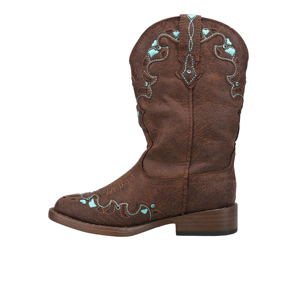 Heart Embroidery Square Toe Cowboy Boots (Little Kid-Big Kid) - Image 3