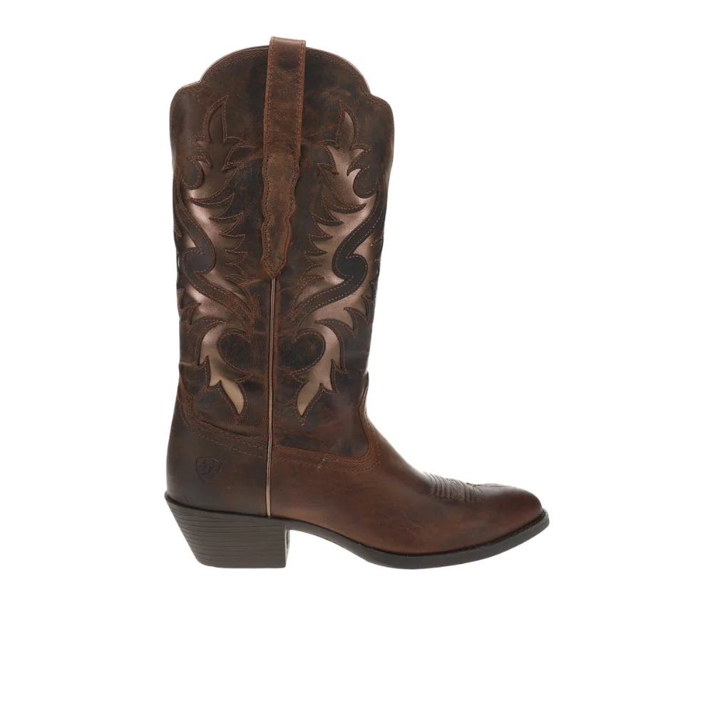 Heritage Round Toe Embroidered Pull On Cowboy Boots