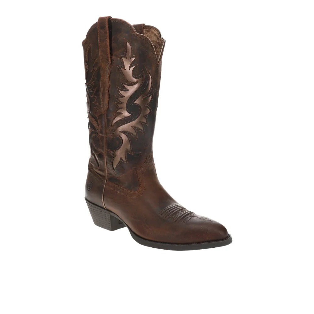 Heritage Round Toe Embroidered Pull On Cowboy Boots - Image 2