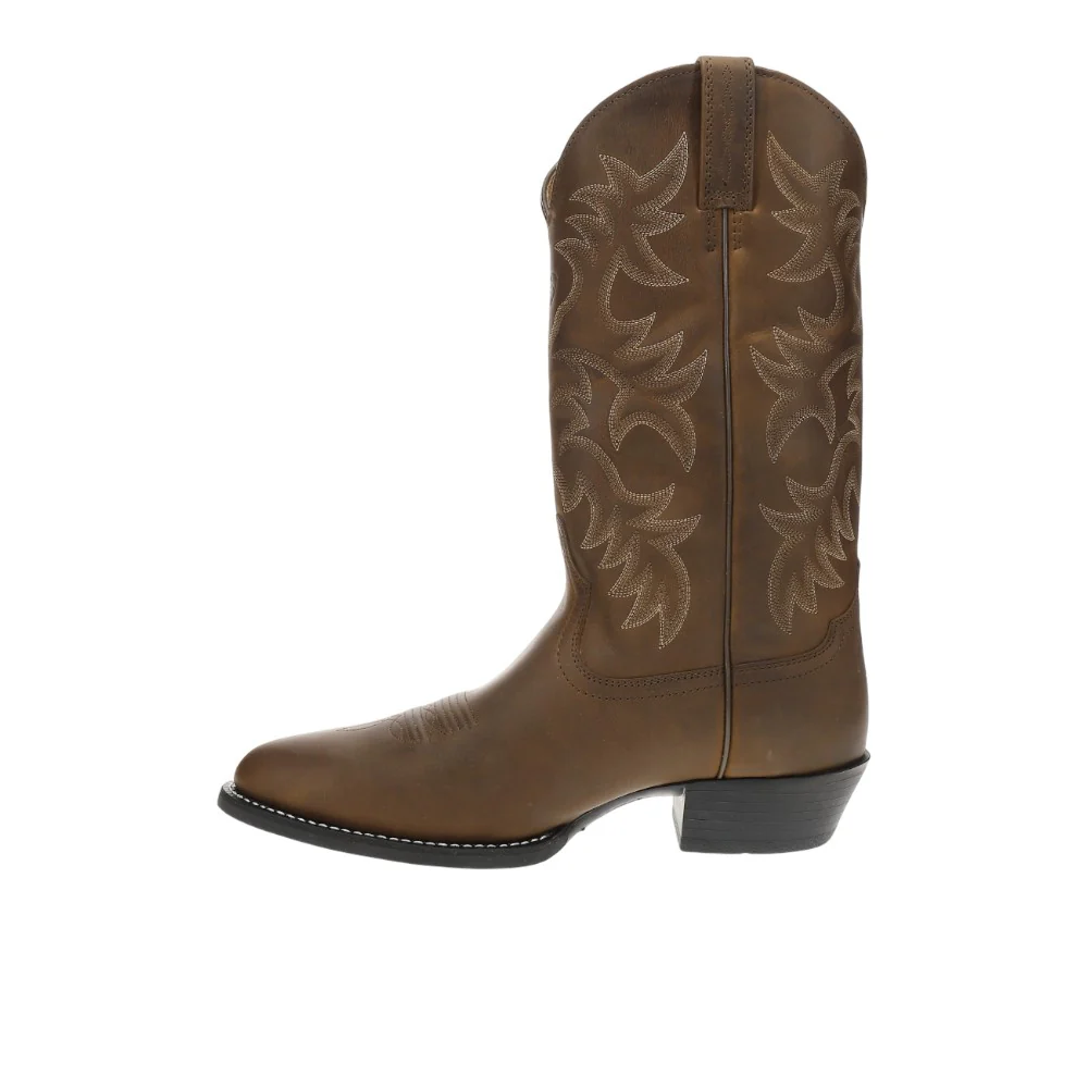 Heritage Embroidered Round Toe Pull On Cowboy Boots - Image 3