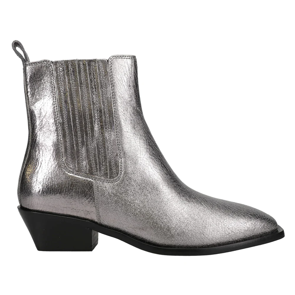 Hold Me Down Metallic Square Toe Chelsea Booties