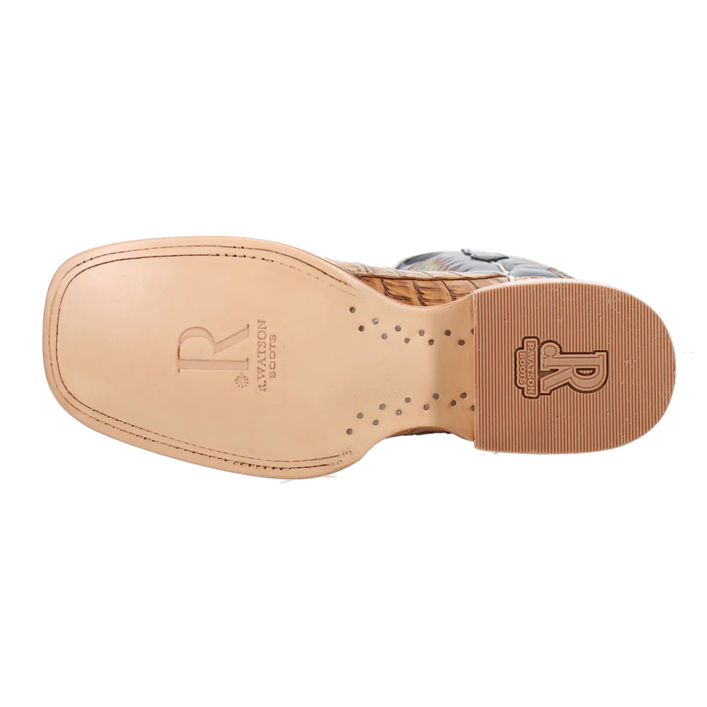 Saddle Hornback Caiman Tail Embroidered Square Toe Cowboy Boots - Image 5