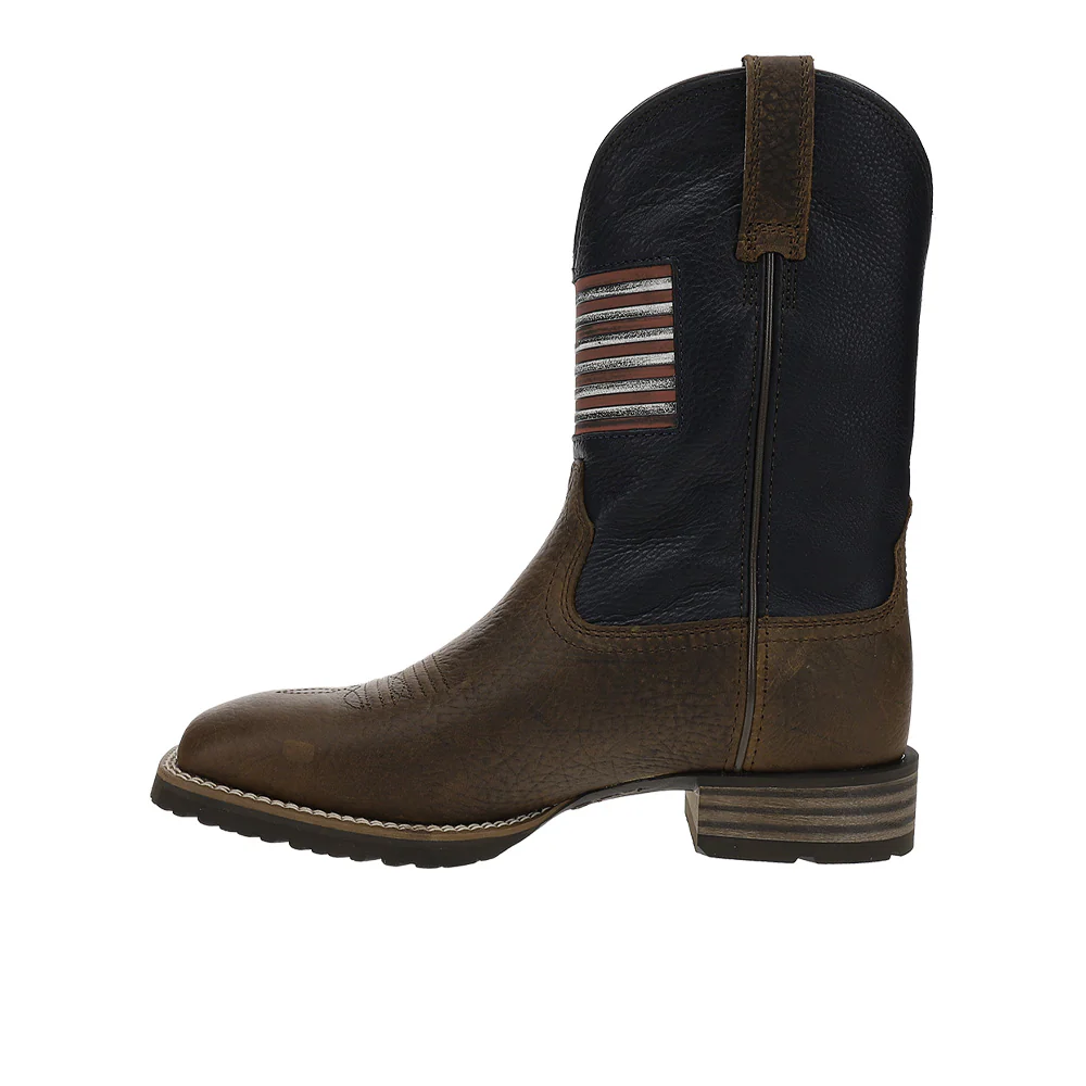 Hybrid Rancher Patriot Wide Square Toe Pull On Cowboy Boots - Image 3