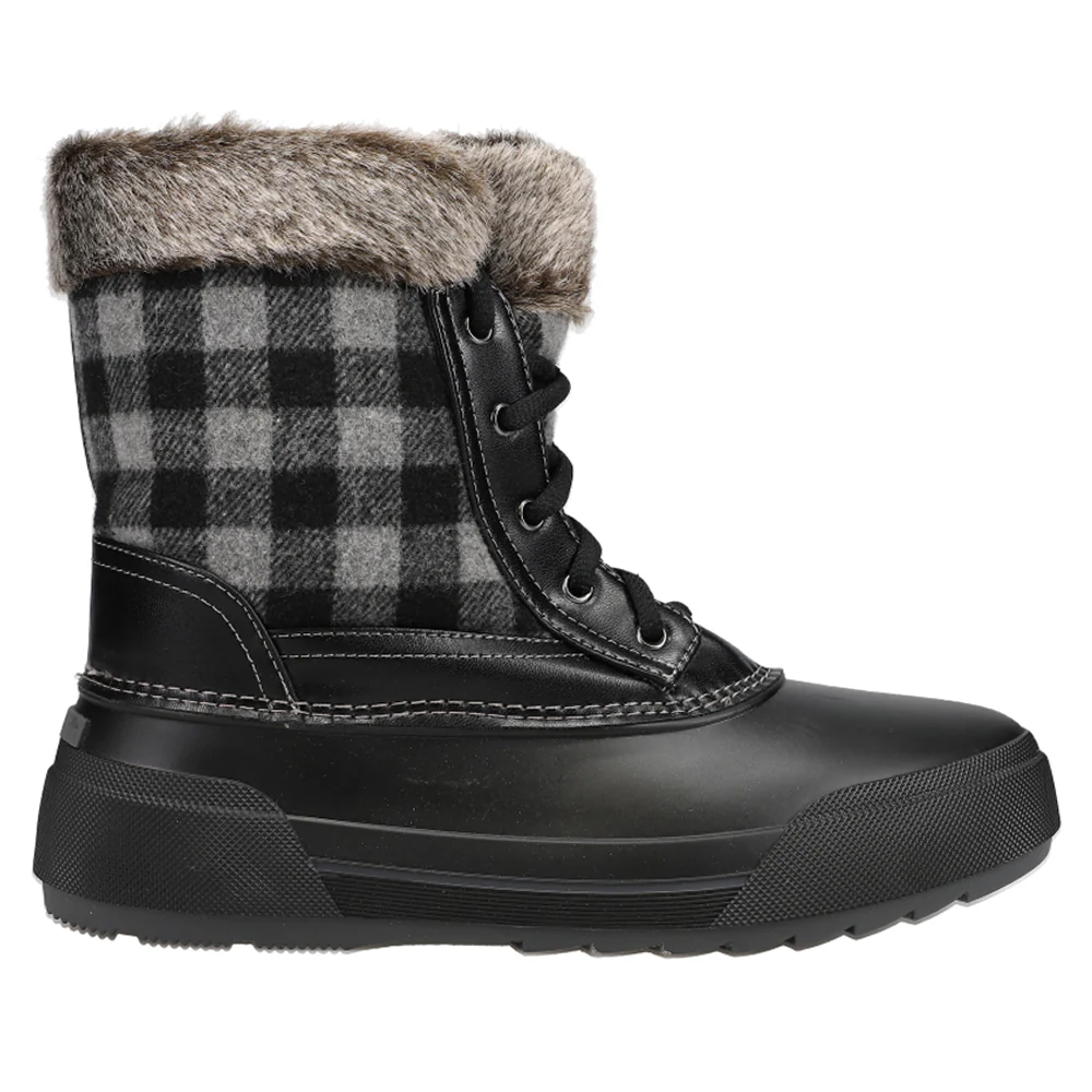 Ice Queen Plaid Round Toe Duck Winter Boots