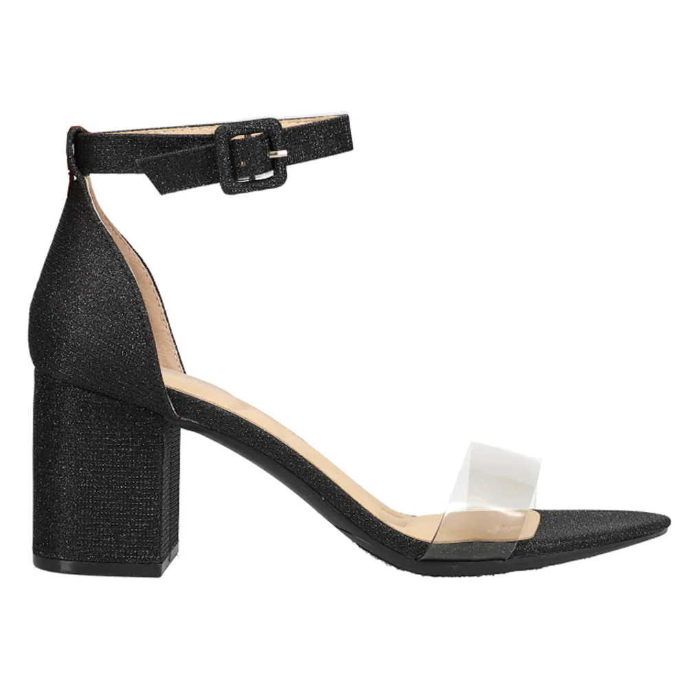 Jazz Clear Strap Block Heel Sandals