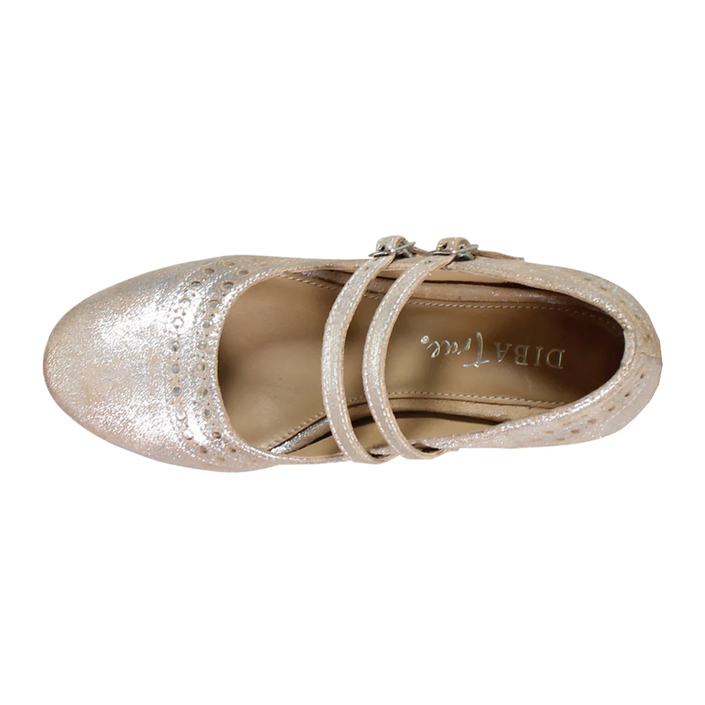 Jet Liner Metallic Round Toe Mary Jane Pumps - Image 4
