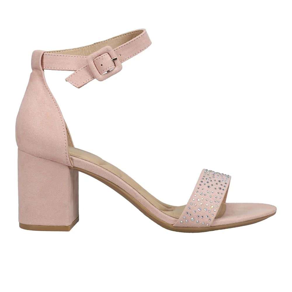 Jolly Rhinestone Block Heel Ankle Strap Sandals