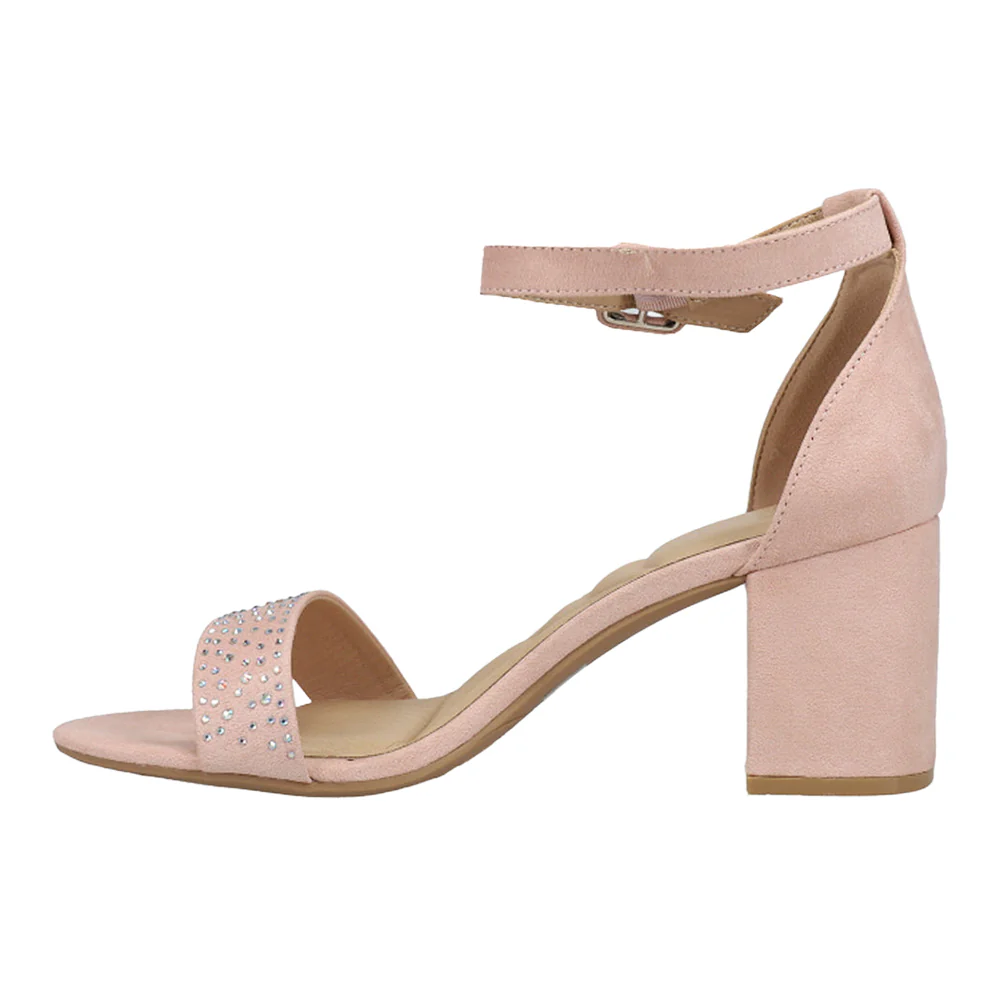 Jolly Rhinestone Block Heel Ankle Strap Sandals - Image 3