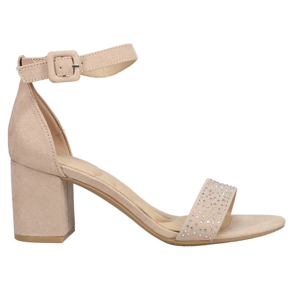 Jolly Rhinestone Block Heel Ankle Strap Sandals