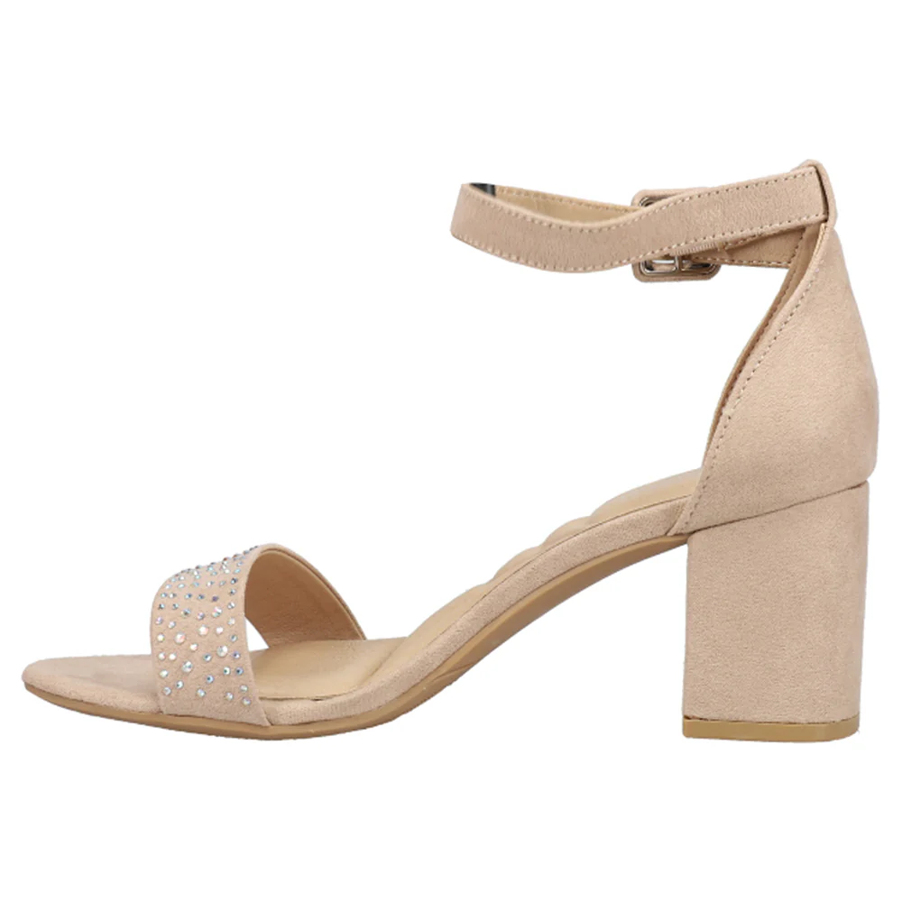 Jolly Rhinestone Block Heel Ankle Strap Sandals - Image 3