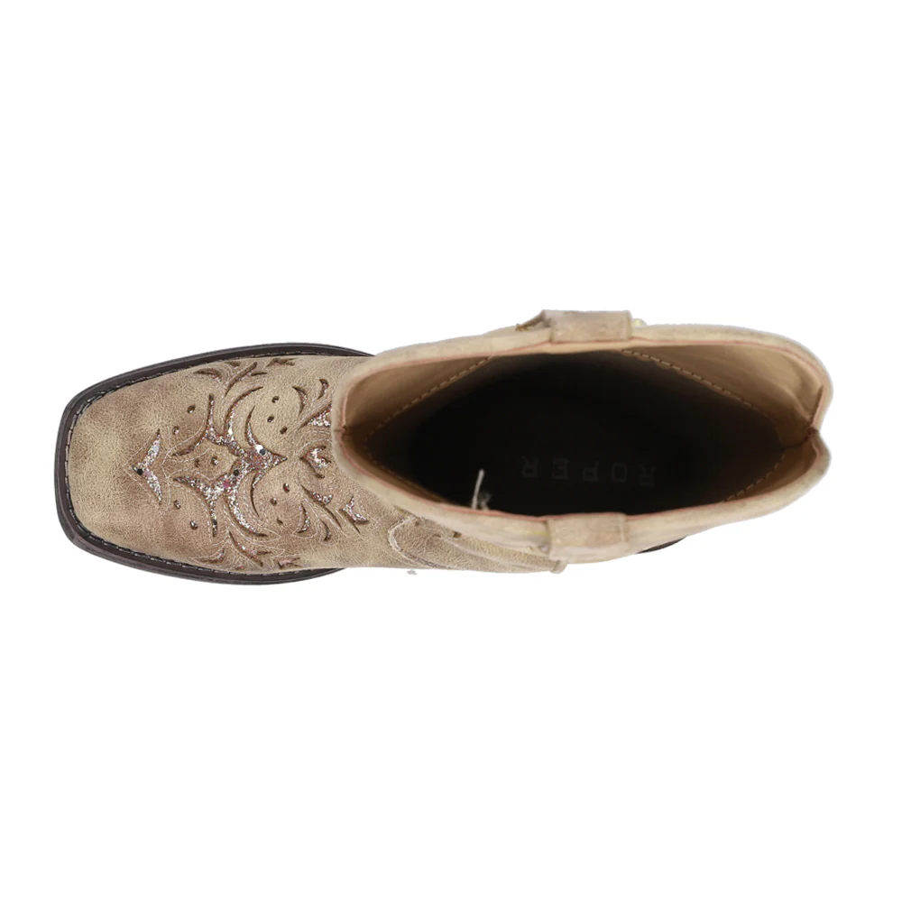 Kennedy Glitter Tooled Inlay Square Toe Cowboy Boots - Image 4