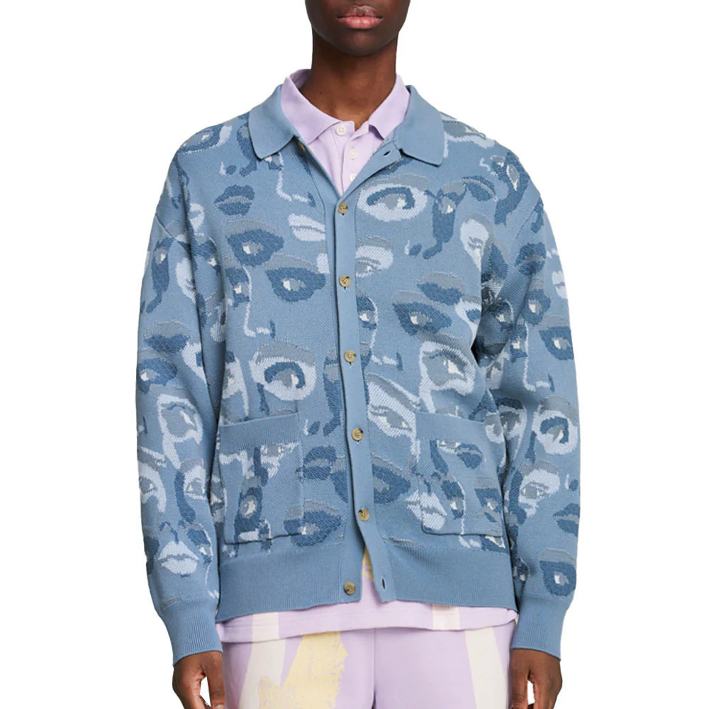 PUMA X KIDSUPER Graphic Collared Long Sleeve Cardigan Sweater