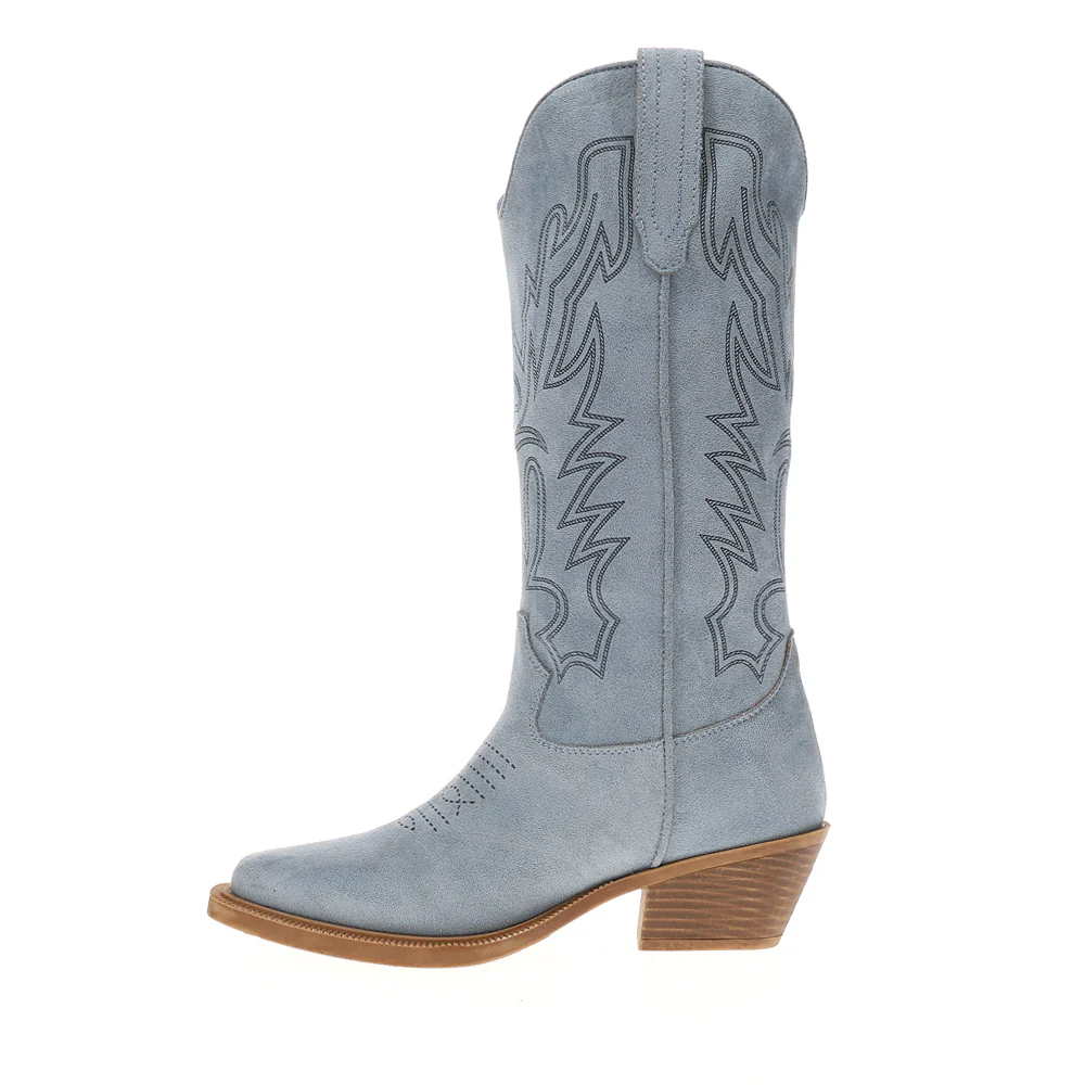 Kit Laser Embroidered Square Toe Pull On Cowboy Boots - Image 3