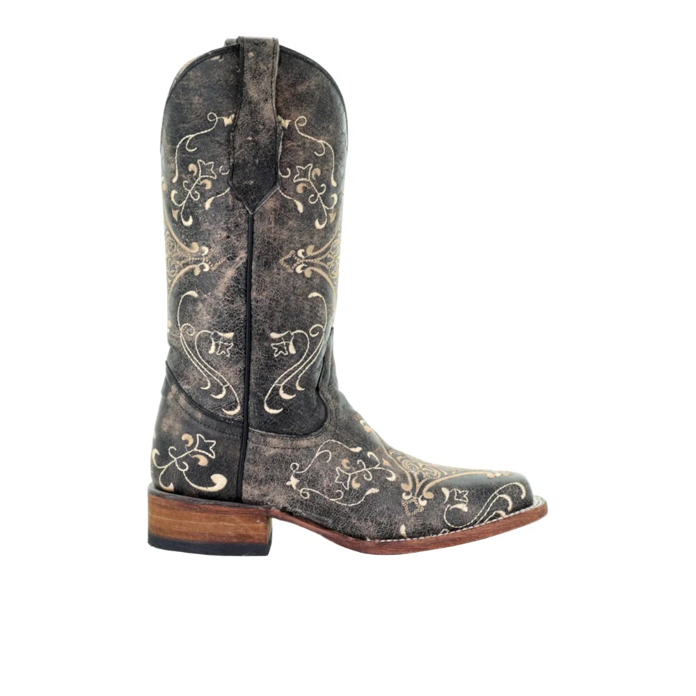 Dragonfly Embroidered Square Toe Cowboy Boots