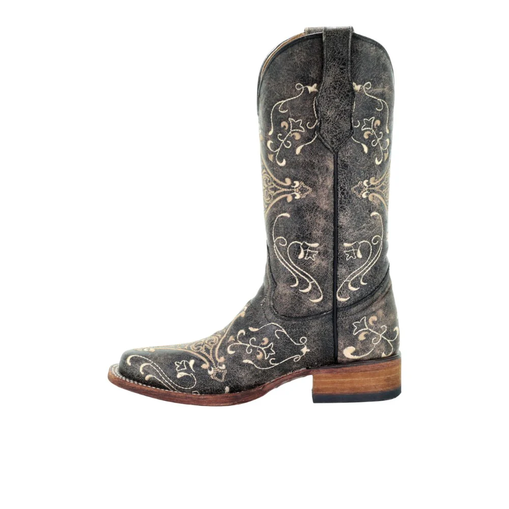 Dragonfly Embroidered Square Toe Cowboy Boots - Image 4