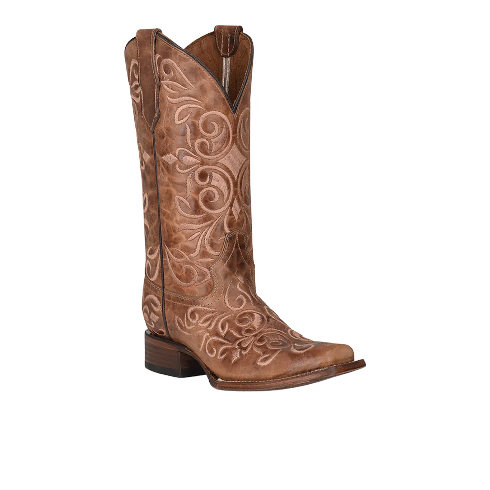 Honey Embroidered Square Toe Cowboy Boots - Image 2