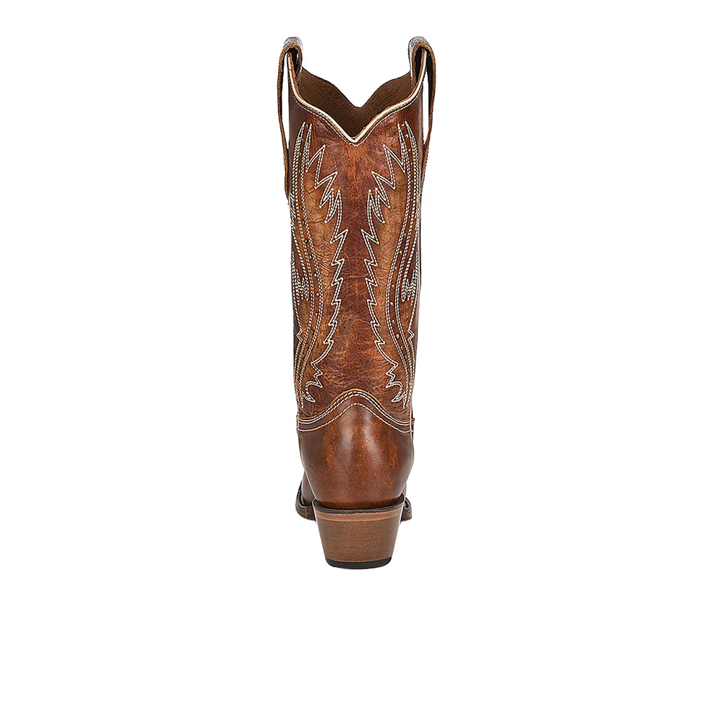 Tan Embroidered Studded Snip Toe Cowboy Boots - Image 4
