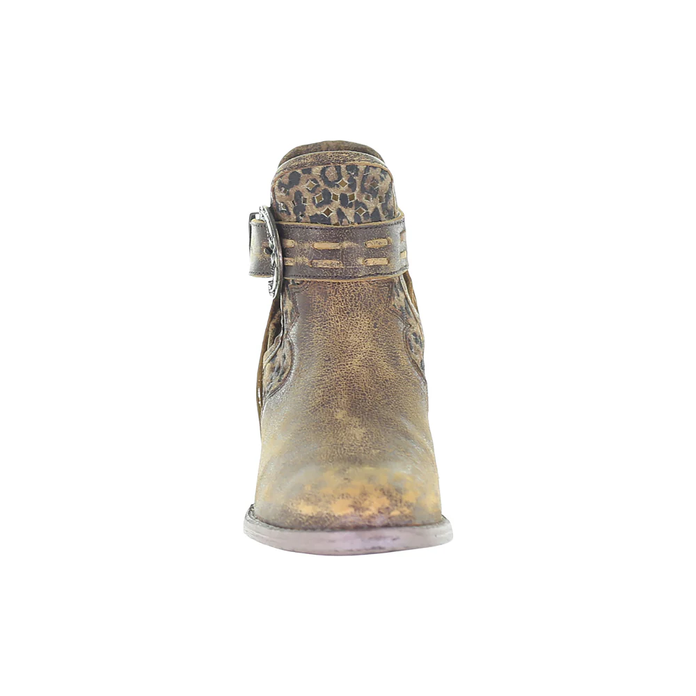 Leopard Fringe Round Toe Pull On Cowboy Booties - Image 5