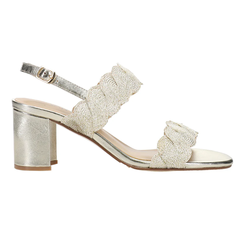 Lettie Metallic Block Heel Slingback Sandals