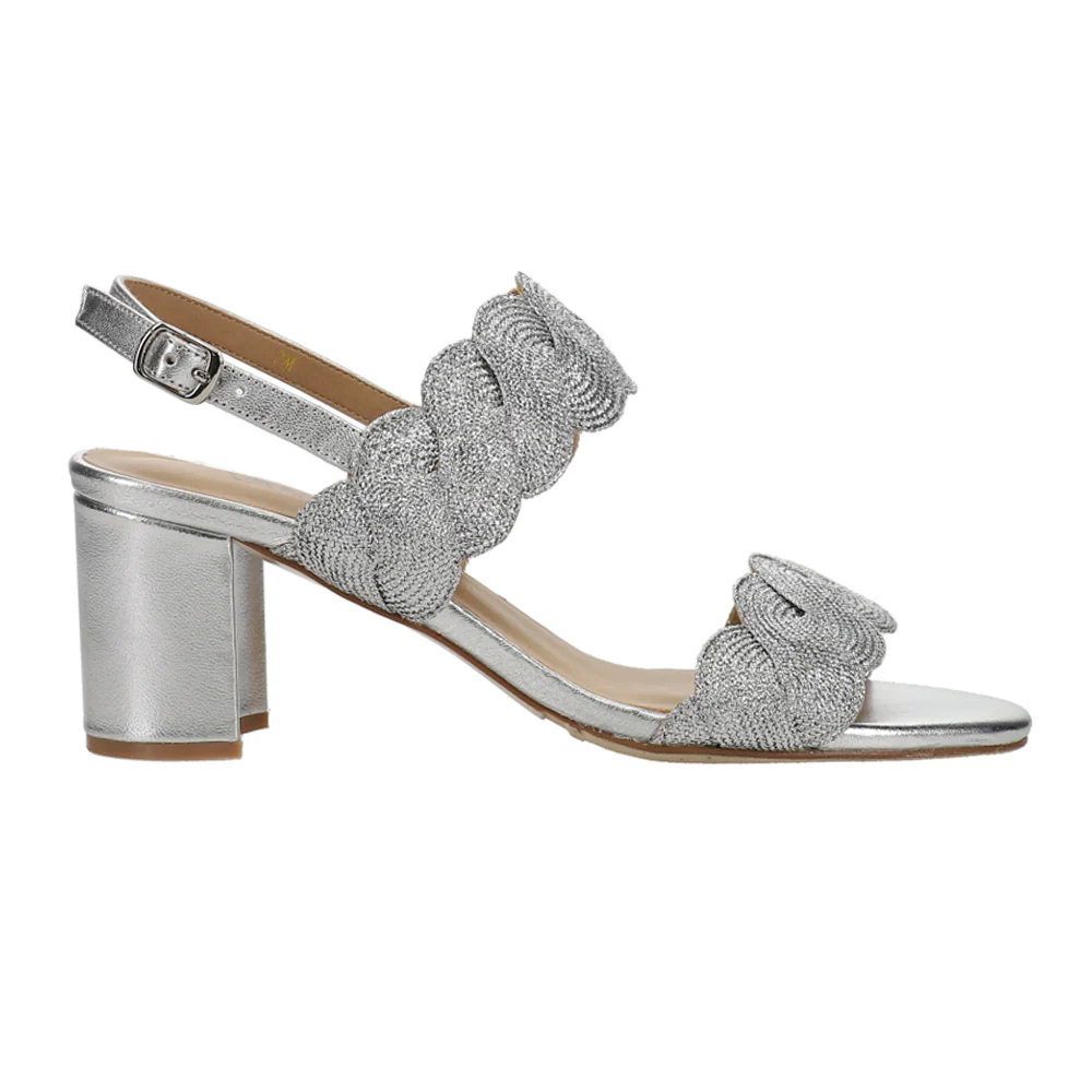 Lettie Woven Metallic Block Heel Sandals