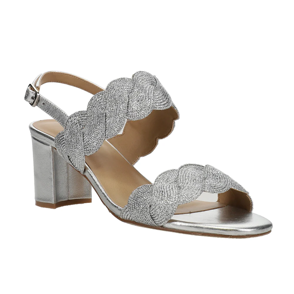 Lettie Woven Metallic Block Heel Sandals - Image 2