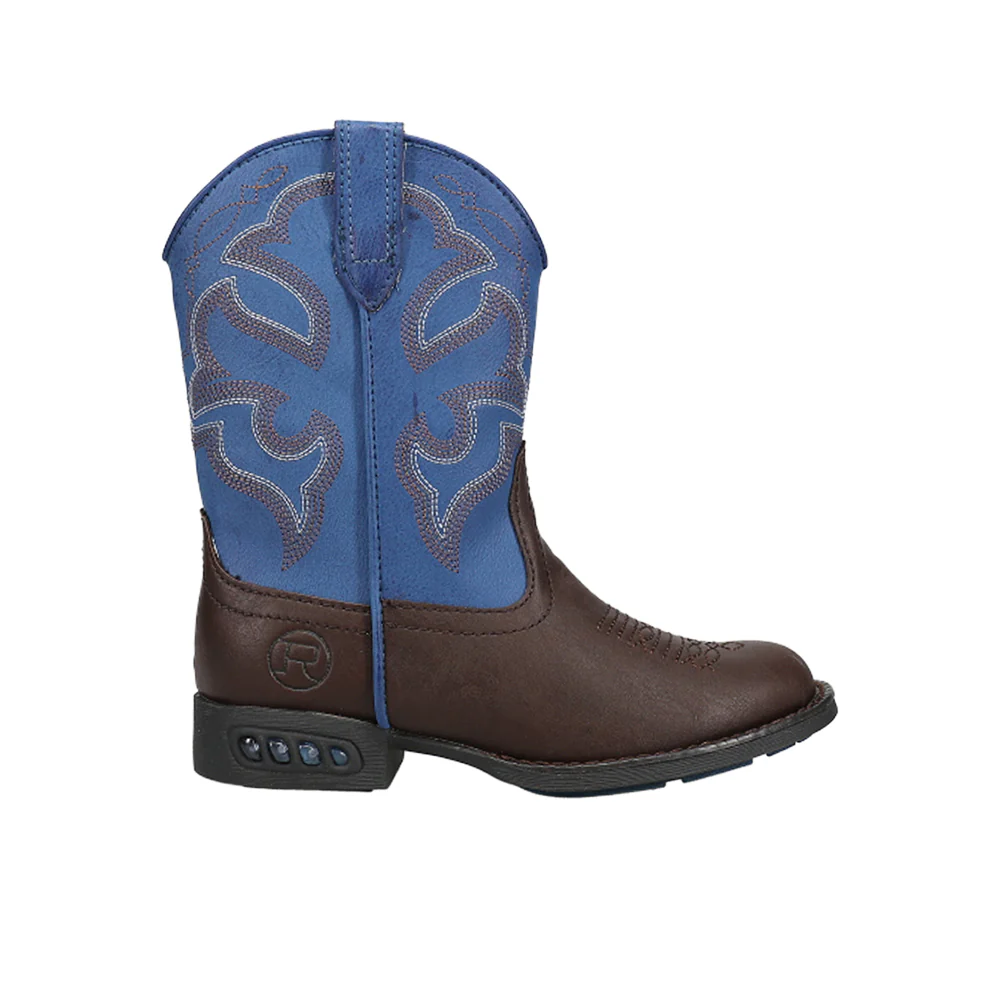 Lightning Embroidery Round Toe Cowboy Boots (Little Kid)