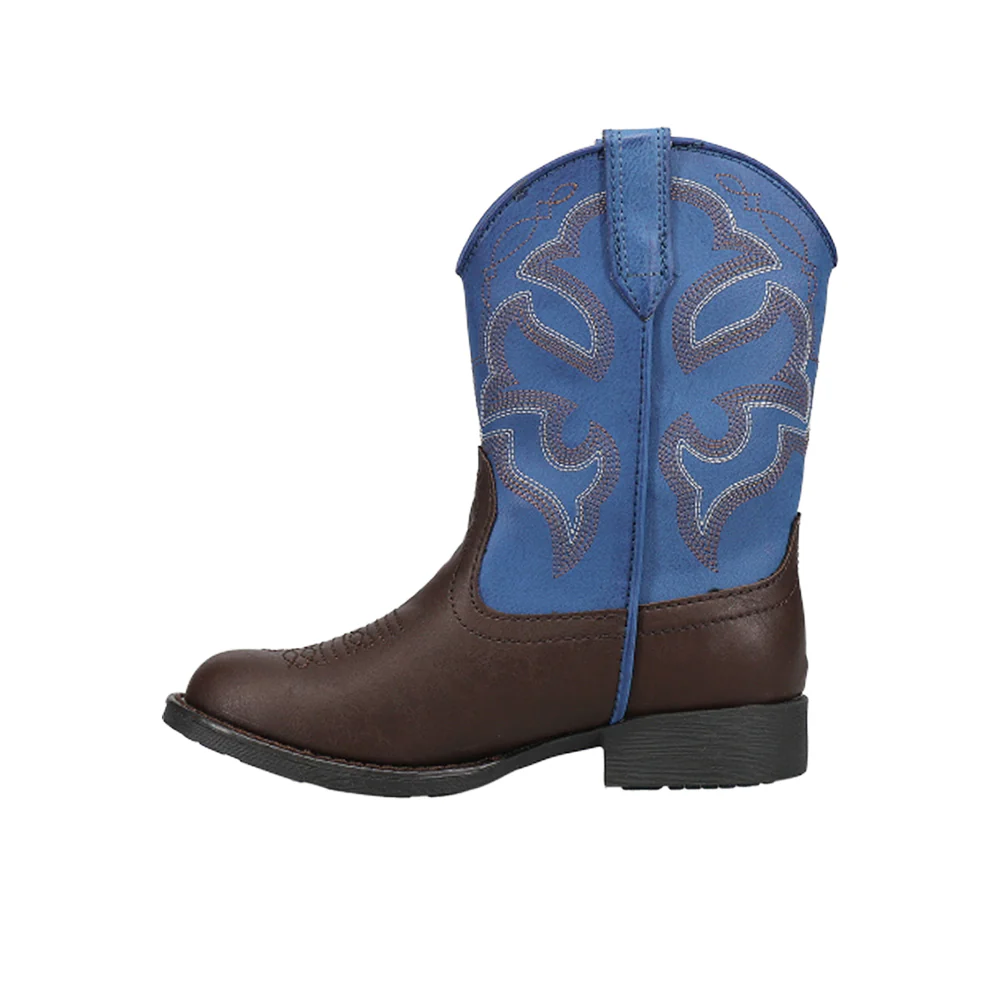Lightning Embroidery Round Toe Cowboy Boots (Little Kid) - Image 3