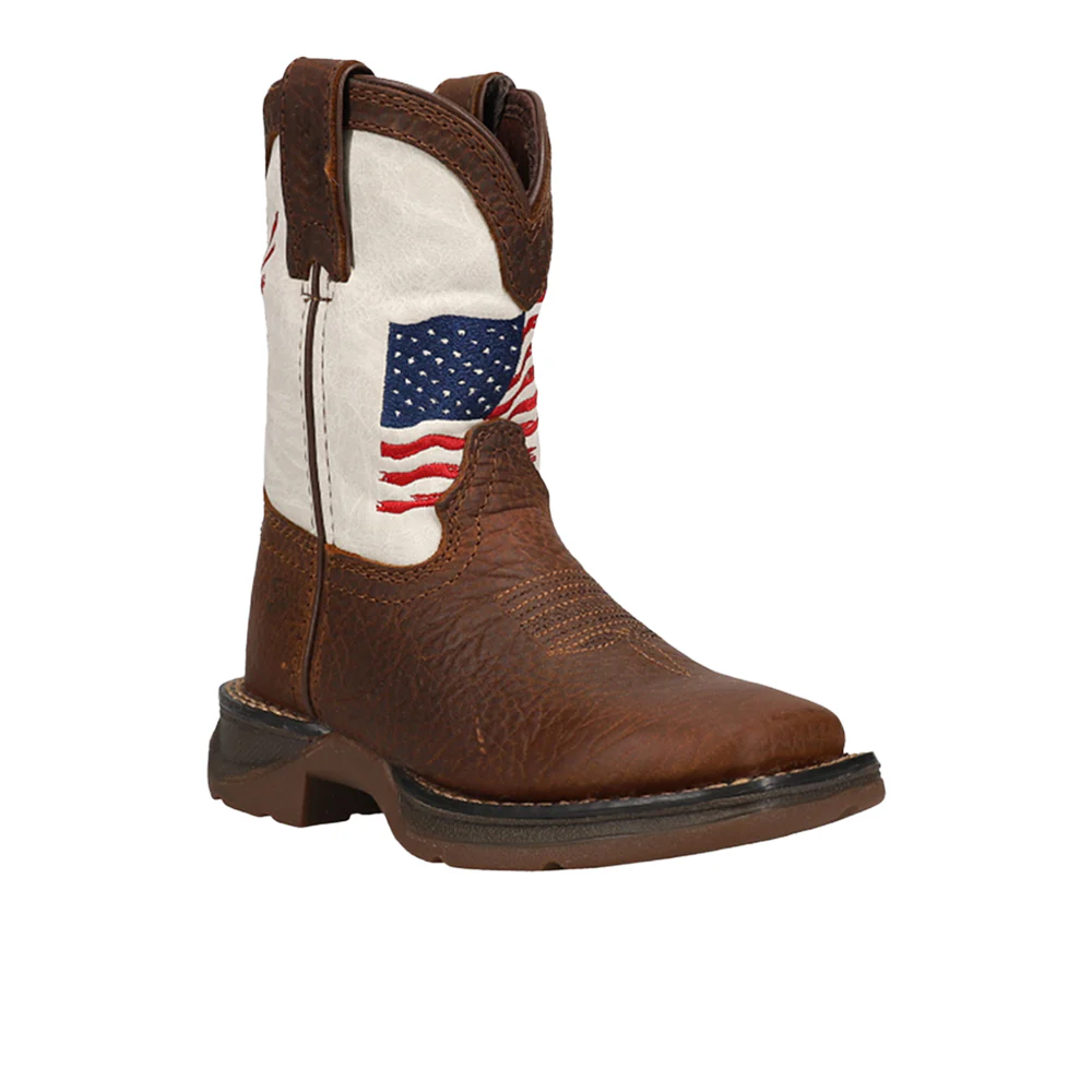 Distressed Flag Patriotic Cowboy Square Toe Boots (Toddler-Little Kid) - Image 2