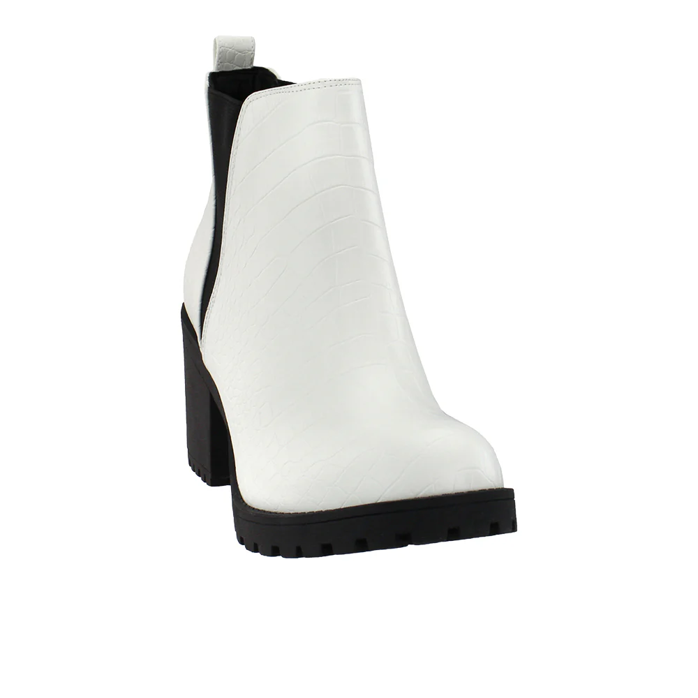 Lisbon Croc Round Toe Pull On Platform Chelsea Booties - Image 2