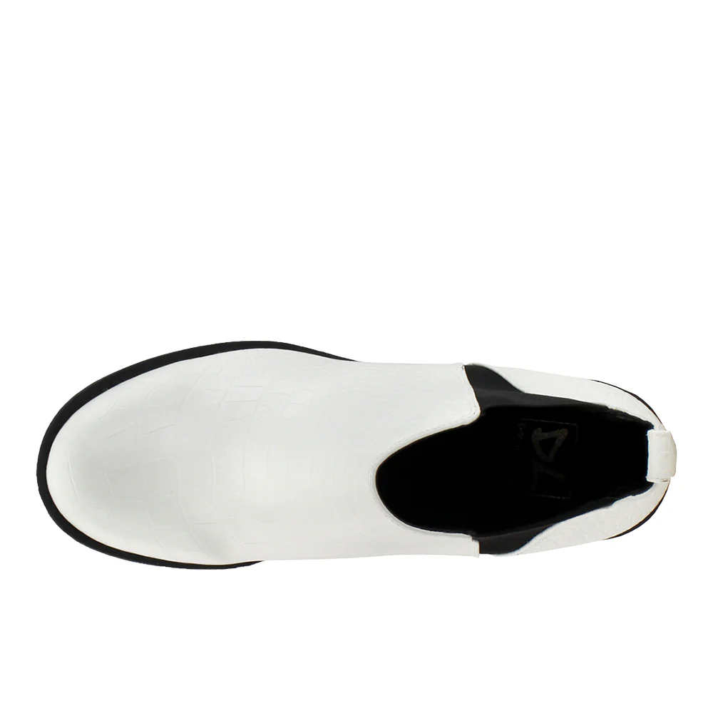 Lisbon Croc Round Toe Pull On Platform Chelsea Booties - Image 4