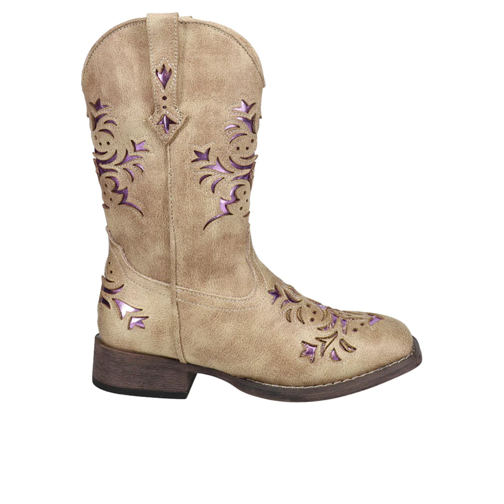 Lola Metallic Square Toe Cowboy Boots (Little Kid)