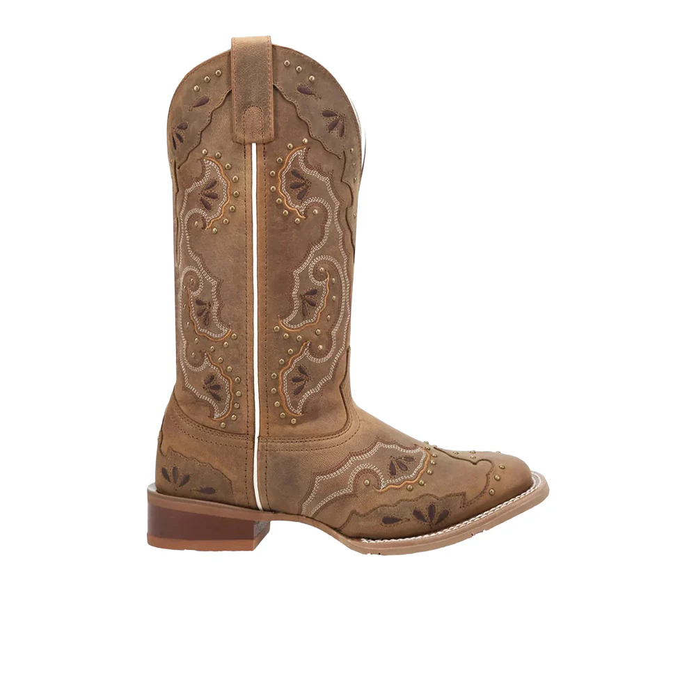 Lottie Studded Overlay Square Toe Cowboy Boots