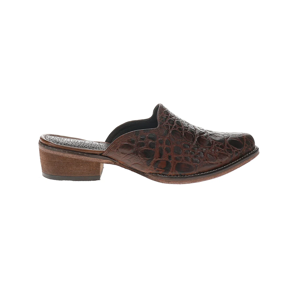 Lynelle Embossed Caiman Print Slip On Mules