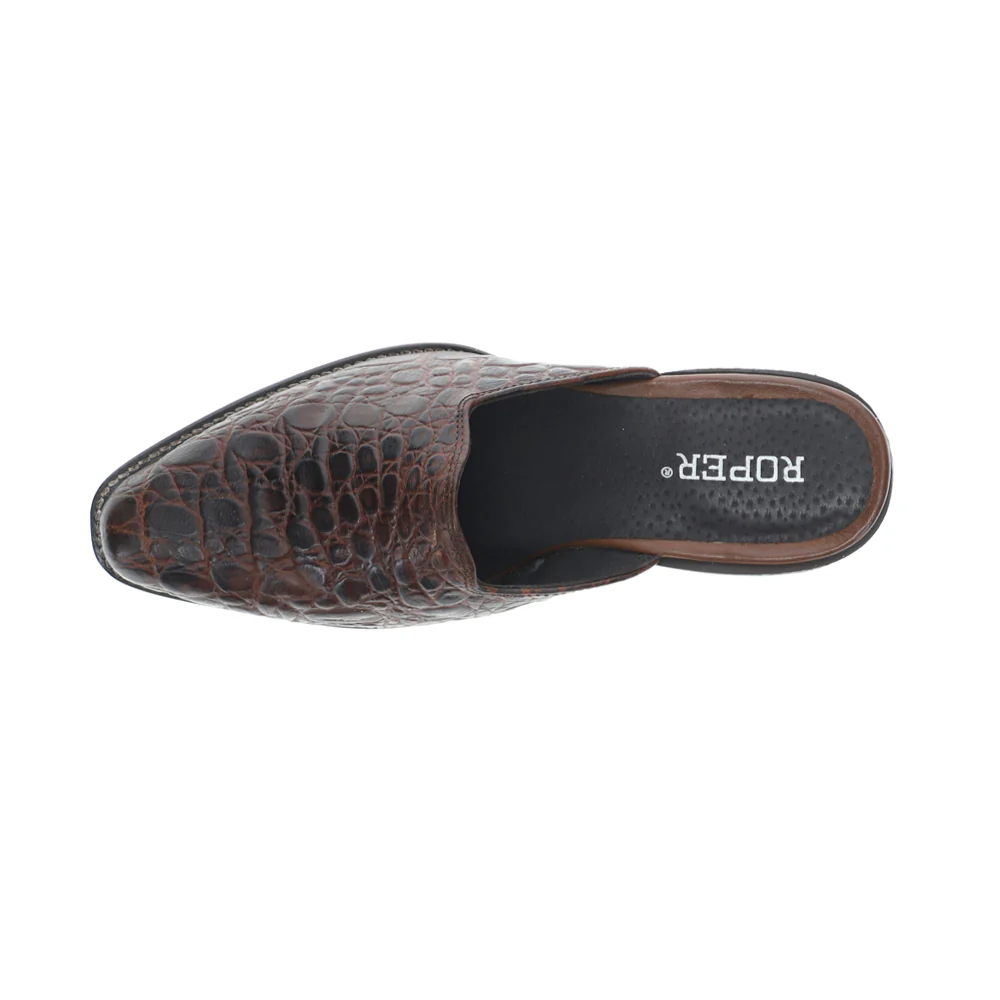 Lynelle Embossed Caiman Print Slip On Mules - Image 4