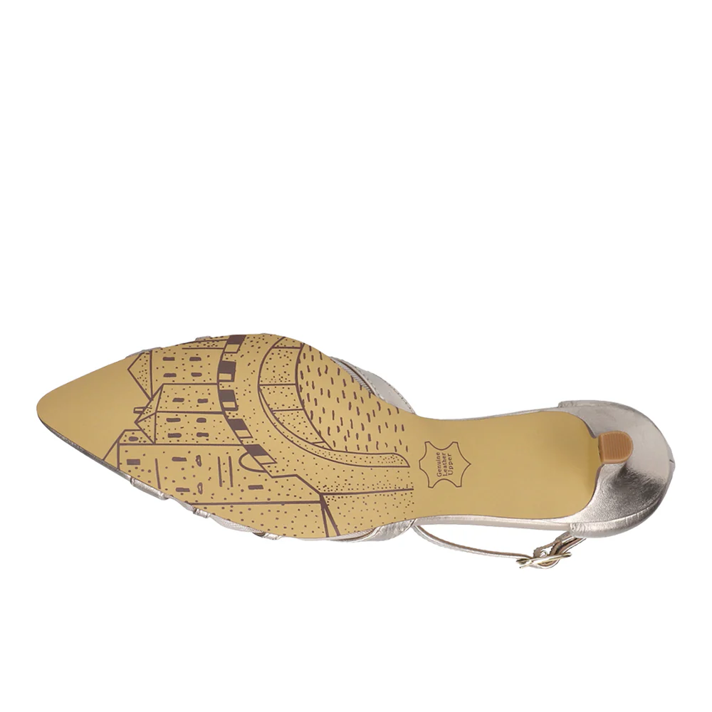 Malani Metallic Pointed Toe Kitten Heel Pumps - Image 5