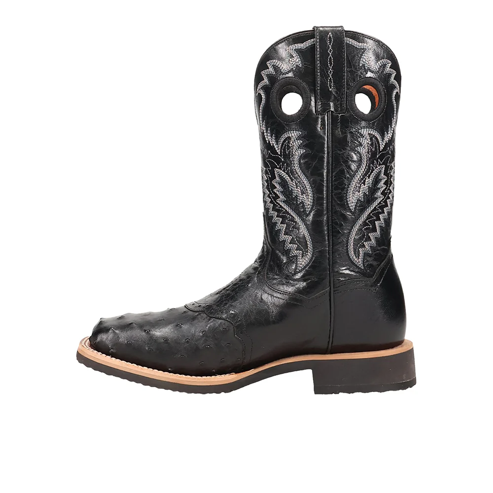 Martel Full Quill Ostrich Pull On Square Toe Cowboy Boots - Image 3